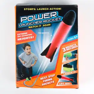 玩具火箭发射器彩色泡沫火箭和坚固的发射器支架，带脚发射台，有趣的儿童户外玩具