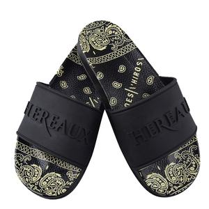 Commercio all'ingrosso da uomo Custom Logo goffrato 3D stampa diapositive antiscivolo da <span class=keywords><strong>donna</strong></span> cursori pantofole per la primavera realizzati <span class=keywords><strong>con</strong></span> TPR Eva e pelliccia - Product Image 4