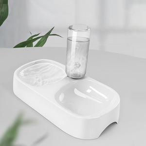 Dudupet Double gamelle ovale blanche pour animaux de compagnie, distributeur automatique d'eau et de nourriture pour chats et chiens, conception détachable - Product Image 3