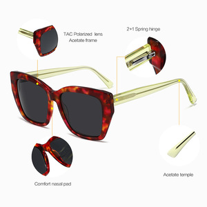 Lunettes de soleil Conchen Cat Eye, monture noire, verres TAC, protection UV400, unisexe, protection solaire pour la conduite - Product Image 5