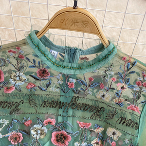 Vintage <span class=keywords><strong>Tul</strong></span> Vestido <span class=keywords><strong>de</strong></span> Mujer Temperamento O-cuello Gasa Bordado A-Line Flounce Socialite Vestido <span class=keywords><strong>de</strong></span> Noche Largo - Product Image 3