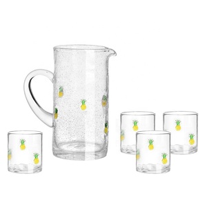 Ensemble de carafe et verres en verre épaissi à design créatif, avec poignée, motif bec d'<span class=keywords><strong>aigle</strong></span> et décorations de fruits - Product Image 2