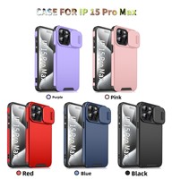 Coque de téléphone antichoc 2-en-1 avec objectif de caméra coulissant en TPU+PC, design luxueux, ajustement parfait à 100% pour iPhone 15 Pro Max