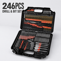 Kit de 246 forets à main HSS, forets hélicoïdaux pour maçonnerie et bois, embouts de tournevis, scies cloches, avec mallette rigide, kit OEM