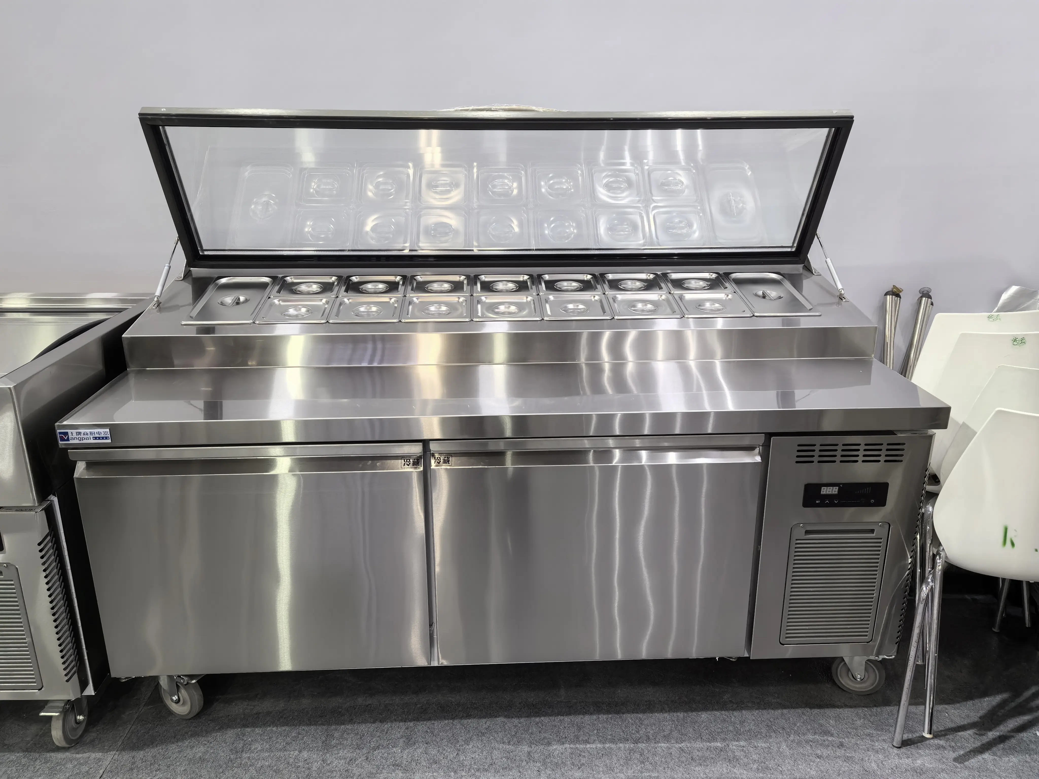 Fabriek Direct Te Koop Groothandel Professionele Roestvrijstalen Pizza Prep Tafel Koelkast/Gekoelde Pizza Teller Chiller