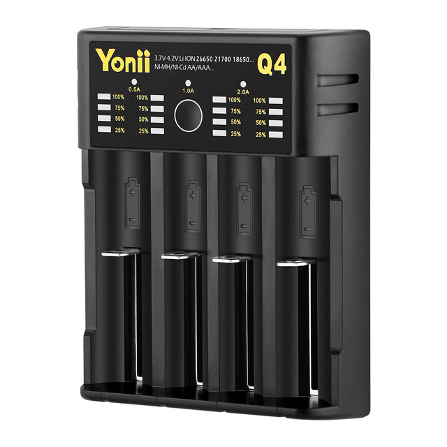 18650 21700 26650 AA 4-Slot USB Smart Lithium Battery Charger with Overcharge Protection Model Q4