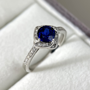 Blue Collection <b>Rings</b> for Women <b>Brass</b> Trendy Zircon Engagement Wedding Party Gift 18K Gold & Rhodium Plated - Product Image 5