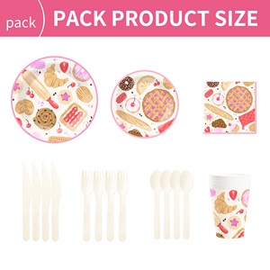 DAMAI - Juego de Vajilla Desechable de Papel con Diseño de Feliz Cumpleaños en Color Rosa, Platos, Servilletas y Mantel Desechables para Fiestas Infantiles - Product Image 6