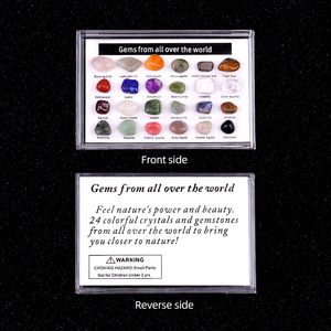 24 unids/caja de piedras preciosas de cristal curativo Natural, especímenes minerales tallados, primera apreciación de la enseñanza de geografía, decoración <span class=keywords><strong>mundial</strong></span>, amor - Product Image 3