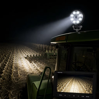 Cámara de Trabajo con 8 LED, 1080P AHD, 2 en 1, Integrada con Monitoreo de Reversa para Tractor, Cosechadora, Excavadora, Equipo Pesado, Seguridad