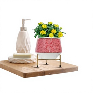 Jardinière en métal Scarlette Splendor avec support en fer, élégante jardinière décorative pour jardin d'intérieur, balcon, salon - Product Image 5