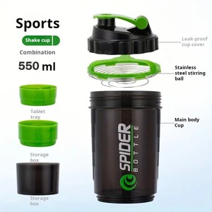 Logotipo personalizado sin BPA 500ml Proteína de gimnasio de plástico de Tres capas para beber directamente botella deportiva ecológica - Product Image 3
