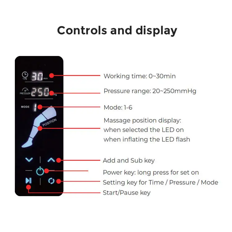 Yumay custom new ce dispositivo di massaggio a pressione del piede macchina stivali di recupero elettrico massaggiatore per gambe a compressione d'aria completa