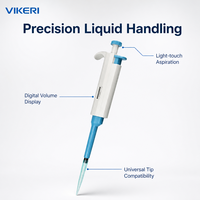 VIKERI OEM Micropipette manuelle monocanal 100-1000 µl à volume réglable, boîtier ABS, composants PP/Silicone, usage médical