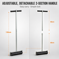 Rouleau texturateur pour béton de trottoir, rouleau rainuré en fonte 380 mm 18 nervures, poignée réglable pour allée antidérapante
