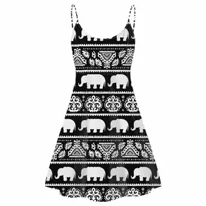 Латекс женское платье без рукавов, нарядное платье, платье-комбинация в ацтекском стиле с принтом слона для женщин платья на бретельках Повседневная Женская племенная печать юбки платья на заказ