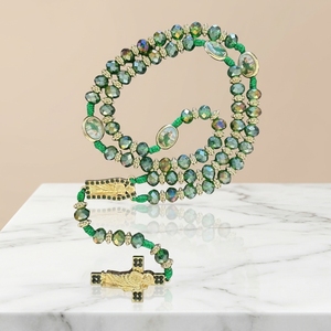 Collier Catholique Fait Main en Perles <span class=keywords><strong>de</strong></span> Cristal, Chapelet Religieux avec Croix, Saint Jude et Vierge Marie - Product Image 5