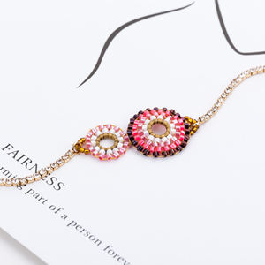 Bracelet porte-bonheur classique pour femme, fait main avec perles MIYUKI, bracelet chaîne tissé à la main, incrustation de diamants - Product Image 3