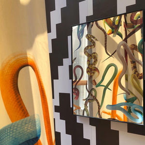 Miroir Mural Réfléchissant Art Déco Fait Main avec Cadre Métallique Motif Serpent Coloré, Impression Artistique, Décoration <span class=keywords><strong>Murale</strong></span>, Affiche pour Mur de Galerie à Domicile - Product Image 2