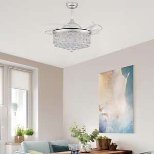 Ventilador de Techo LED de Lujo con Motor DC de 42 Pulgadas, Diseño Europeo Reversible, Control Remoto, Cristal Invisible Retráctil, 3 Niveles de Luz, 6 Velocidades - Product Image 6
