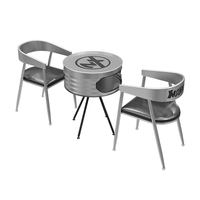 Meubles industriels et commerciaux en fer forgé argenté, design créatif de seau à huile, pour bar à café, restaurant, hôtel, table et chaise de salon
