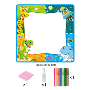 批发易清洗二合一涂鸦喷漆毛毯和画布爬行垫带彩色笔的湿擦板 - Product Image 1