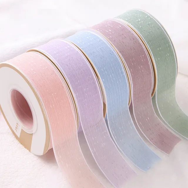 Wholesale Gift Wrap Sari Silk Chiffon Ribbons Roll Designer Christmas Valentine Decorative Ribbon For Flower Packaging