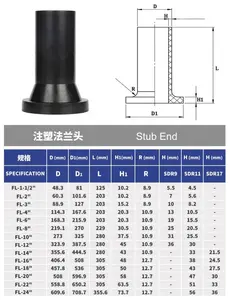 Accesorios de tubería de HDPE PE100 estándar ASTM extremo corto de fusión a tope para técnicas de fundición de cabeza de brida conexión de soldadura OEM personalizable