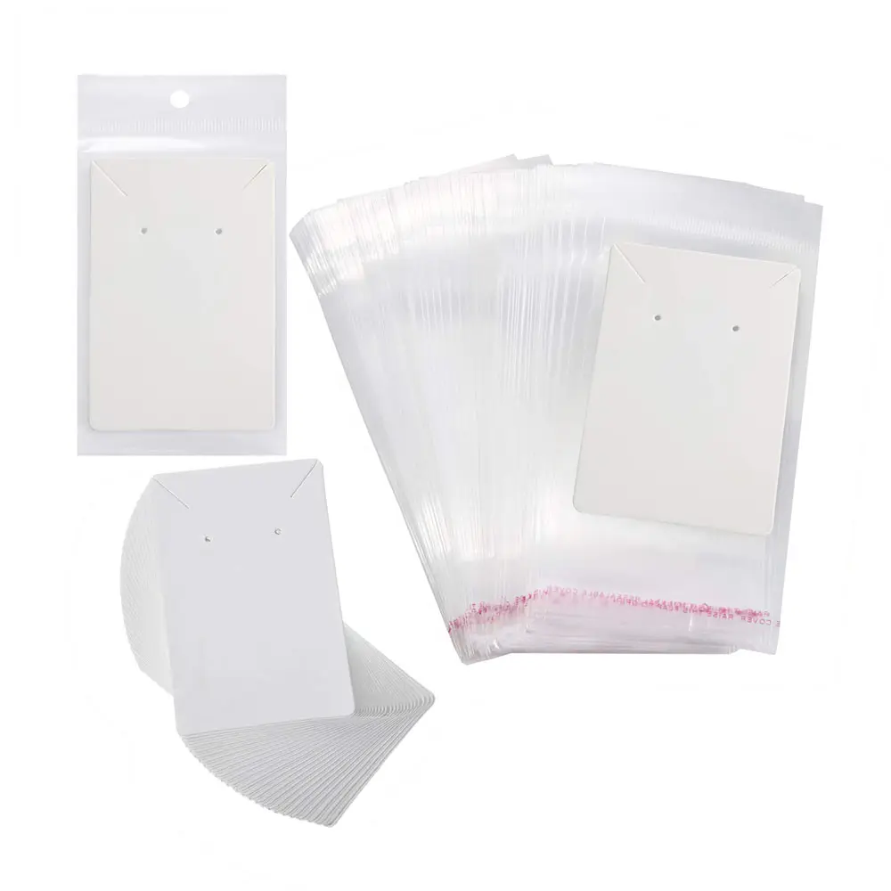 Blank Earrings Holder Display Kraft Color Earring And Necklace Jewelry Set Paper Cards With Clear Self-Sealing Opp Plastic bag