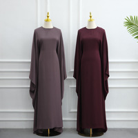 Robe d'été unie grande taille à manches amples en polyester, ajustée à la taille, pour femme musulmane arabe