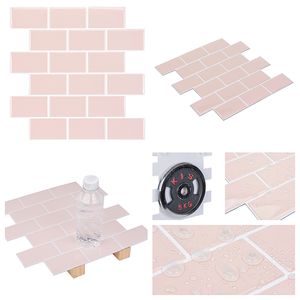 Calcomanías de pared con efecto de azulejo <span class=keywords><strong>rosa</strong></span>, <span class=keywords><strong>palo</strong></span> autoadhesivo impermeable para cocina, <span class=keywords><strong>baño</strong></span>, salpicaduras, decoración moderna fácil de limpiar - Product Image 3