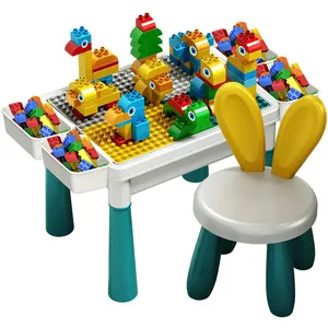 Çocuklar plastik yapı taşları masa DIY montaj eğitim öğretici oyuncaklar çok fonksiyonlu yapı taşları masa oyuncaklar