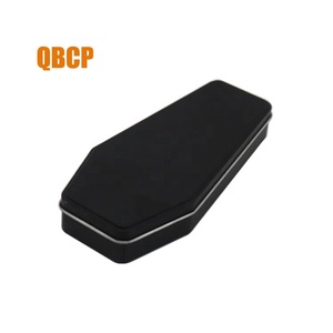 Custom design printed coffin shape metal tin box with cross embossed