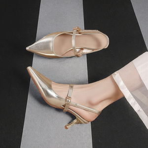 Women PU Upper Sharp New Fashion High Shallow Stiletto Wedding Party Pumps Breathable Spring Autumn <b>Summer</b> Buckle Strap <b>Sandals</b> - Product Image 3