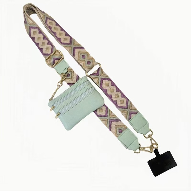 Adjustable INS Style Polyester Crossbody Phone Lanyard Shockproof Zipper Wallet Cell Phone Purse Strap Rope 145cm Fashion