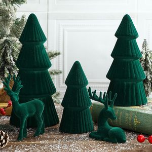 Ensemble de 3 sapins de Noël de haute qualité, écologiques, 15/20/25 cm, en résine et velours pulvérisé, pour table, base moderne, intérieur - Product Image 1