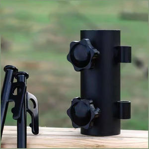 Attache de poteau de tente réglable pour extérieur, en alliage d'aluminium noir, accessoire de fixation pour tube de support de tente de camping et auvent - Product Image 1