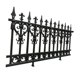 Panel de valla de hierro forjado barato valla de acero galvanizado negro valla de aluminio decorativa para jardín
