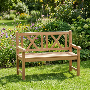 Banco de Patio Vello de Teca, Muebles de Jardín de Diseño Tradicional, Madera Maciza Resistente, 4 Plazas, Apariencia Moderna, Personalizable - Product Image 1
