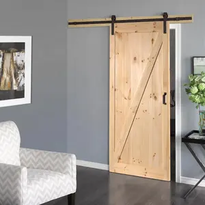 Elegant Design Solid Pine Wood Knotty Alder Sliding Barn Door