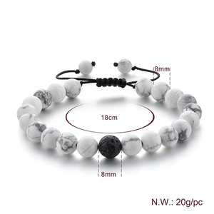Nouveau Design Bracelet en pierre tissée pour femmes et hommes Blanc Howlity Turquoise avec perles en pierre de lave Agate Wrap Bracelet - Product Image 2