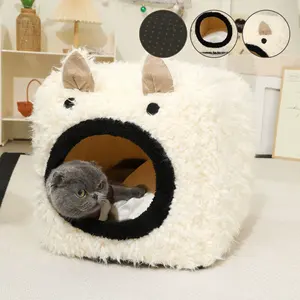 Plüsch Flauschiges rundes Katzen bett mit <span class=keywords><strong>Hood</strong></span> Cosy Cave für Indoor-Katzen oder kleine Hunde - Product Image 2