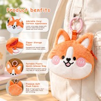 Porte-monnaie en peluche Corgi personnalisé avec porte-clés, sac mini en peluche doux en forme de chiot avec fermeture éclair