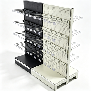 Scaffali Espositivi a 5 Livelli 1500-2100mm, Bifacciali a Forma di L, Perforati, in Acciaio Resistente per Supermercati e Negozi di Alimentari - Product Image 3