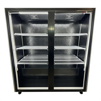 Lemari Pendingin Minuman Pintu Kaca Hitam Komersial Dua Pintu Pendingin Udara dengan Layar LED untuk Bar Klub Malam