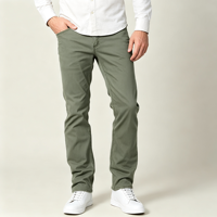 Jean slim droit vert épicéa pour homme en denim de coton, cinq poches, style décontracté moderne et confortable