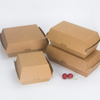 Boîte à hamburger portable haut de gamme, biodégradable, imperméable, avec logo personnalisé, boîte à hamburger pour la restauration rapide, jetable, avec doublure en éponge rigide en papier