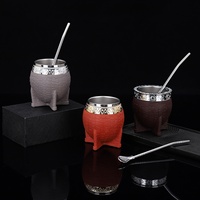 Tasse à Yerba Maté en Acier Inoxydable 180ml (6oz) avec Paille Bombilla, Gourde Mate à Double Paroi Isolée Sous Vide, Mug Mate Portable