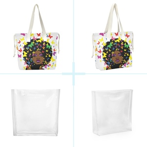 Sac fourre-tout personnalisé avec imprimé de fille africaine noire, sacs en TPU holographiques transparents au laser, sacs de plage, sacs de shopping - Product Image 3