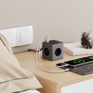 ปลั๊กพ่วงคิวบ์ พาวเวอร์สตริป ปี 2026 พร้อมพอร์ต USB 1 ช่อง และพอร์ต C 2 ช่อง มาตรฐาน EU ปลั๊กพ่วงหลายช่อง PD20W สายต่อพ่วงสำหรับชาร์จเร็ว พร้อมสวิตช์ - Product Image 4